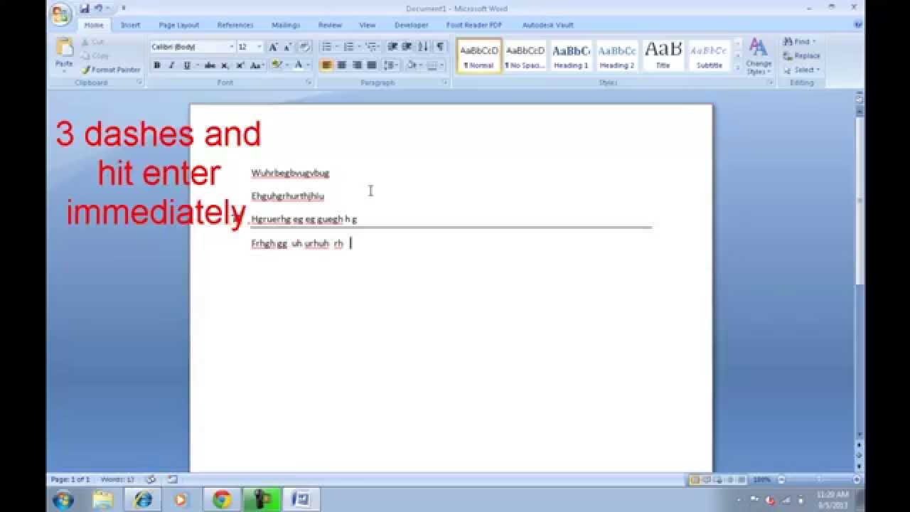 draw a line in word 2011 for mac